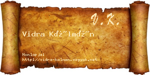 Vidra Kálmán névjegykártya